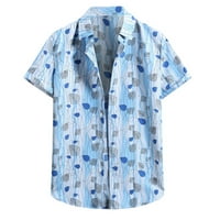 Férfi Hawaii gombos ingek nyomtatott Turndown Egysoros blúz nyári strand rövid ujjú ingek férfiaknak