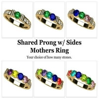 Nana megosztott prong w oldalsó kő anyák napi gyűrű 1- kő 10k sárga arany nők méretű 11,5-stone 4