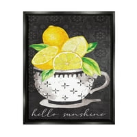 CMOTELL Hello Sunshine Lemons a teáscsésze mintázatú ételek és italfestés fekete úszó keretes művészeti nyomtatási