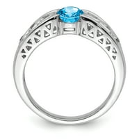 Primal ezüst ezüst ródium bevonatú kék-fehér Topáz gyűrű