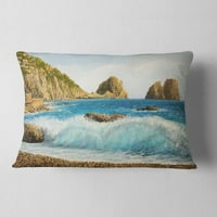 Designart Faraglioni a sziget Capri -nál - Seascape Dobás párna - 12x20