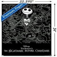 Disney Tim Burton A rémálom karácsony előtt-fekete-fehér fali poszter, 22.375 34
