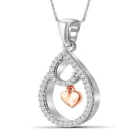 JewelersClub két hangon sterling ezüst szív nyaklánc 0. karátfehér gyémántok