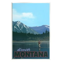 Fedezze fel a Montana -tó halászati ​​jelenetét a grafikus művészet nem keretített művészet nyomtatott fali művészet