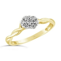 KEARTAKE 1 4CTW DIAMOND 10KT Sárga arany klaszter Twist eljegyzési gyűrű