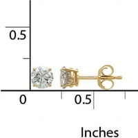 Laboratóriumi keletkező Moissanite 14KT sárga arany kerek oszlop fülbevalók