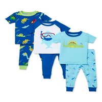 Wonder Nation Baby Boy Snug Fit pamut rövid ujjú pizsamák, szett