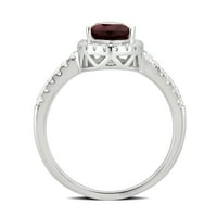 Arista Carat T.W. Létrehozott rubin és fehér zafír divat eljegyzési gyűrű sterling ezüstben