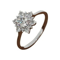 Sterling Ezüst Természetes Drágakő Teljes Gyémánt Hópelyhek Virág Antik Gyűrű