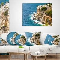 Designart Rocky Cliff Coast Thassos Görögország - Tengeri dobás párna - 18x18