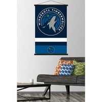 Minnesota Timberwolves-Logo fali poszter fa mágneses kerettel, 22.375 34