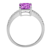 2.7 ct Asscher vágott lila szimulált Alexandrite 18K fehér arany gravírozás nyilatkozat menyasszonyi évforduló eljegyzési