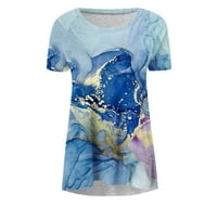 Homadles Női Rövid ujjú Alkalmi pólók nyári Pulóver Kerek nyakú laza nyomtatott Alkalmi pólók Kék Méret XL