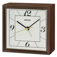 Seiko 4 seihokei sípoló riasztás, sötétbarna, négyzet alakú, fa, hagyományos, analóg, kvarc, qxe064blh