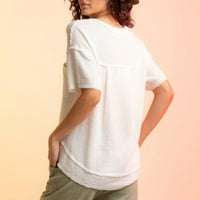 Hanas Női felső divat nyári női nyári Rövid ujjú v-nyakú laza alkalmi Plusz méretű pólók egyszínű alkalmi kényelmes
