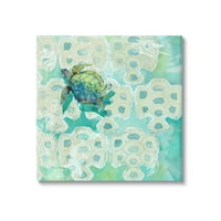 Stupell tengeri teknős geometriai mintázat tájfestés galéria csomagolt vászon nyomtatott fal művészet