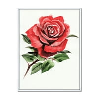 Designart 'ókori vörös rózsa virág iii' hagyományos keretes vászon fali művészet