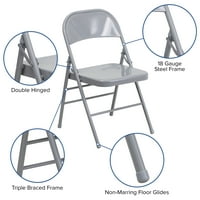 Flash bútorok HERCULES sorozat hármas merevített & dupla csuklós szürke fém összecsukható szék