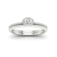 3 8Ct TDW gyémánt 10K fehér arany középső kő Halo eljegyzési gyűrű készlet