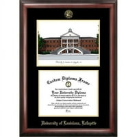 Campus képek LA993LGED-8. be. Louisiana Egyetem-Lafayette arany dombornyomott Diploma Szatén mahagóni keret