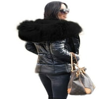 Voguele női kabát kapucnis felsőruházat kapucnis megvastagodott kabát téli meleg Puffer plüss Fekete 3XL