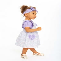 Disney Micimackó kislány Pinafore ruha, Body és fejpánt, 3 darabos szett, méretek 0 hónapos