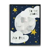 Stupell Industries Moon and Back Love Moon mosolygó felhők csillag 20, Rachel Nieman tervezése