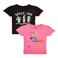Space Jam lányok divat grafikus pólók, 2-csomag, méret 4-16