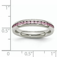 Rozsdamentes acél október rózsaszín CZ gyűrű