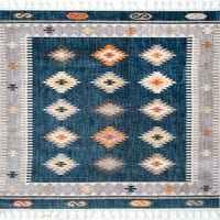 Nuloom Alia törzsi gyémántok bojt futó szőnyeg, 2 '8 8', kék