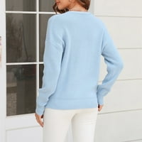Őszi és téli népszerű V nyakú kötött pulóver pulóver pulóver női pulóver pulóver Kék M