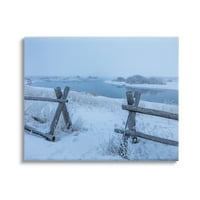 Stupell Industries Snow fedett mezők vidéki kerítések téli táj fotógaléria csomagolt vászon nyomtatott fali művészet,