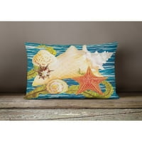 Carolines kincsek PRS4057PW kagyló tengeri csillag és Cockle II vászon szövet dekoratív párna 12h x16W, Többszínű