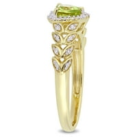 Miabella Női karátos T. G. W. Peridot és gyémánt akcentussal 10kt sárga arany Halo szív gyűrű