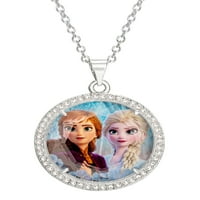 Disney fagyasztott ezüstözött Elsa és Anna Crystal Shaker medál, 16 + 2 Extender