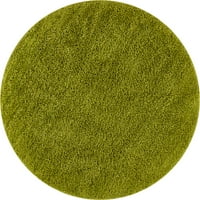 Jól szőtt Madison Shag sima modern szilárd zöld 7'10 kerek vastag terület szőnyeg