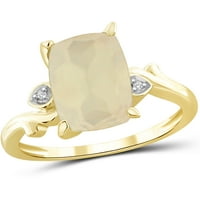 JewelersClub Moonstone Ring Birthstone Jewelry - 3. Karát holdkő 14K aranyozott ezüst gyűrűs ékszerek fehér gyémánt