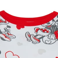 Disney Mickey és Minnie Mouse kisgyermek Unise Valentin napi hosszú ujja és nadrágja, 2 darabos pizsama készlet, méretek