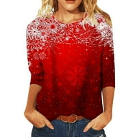 Outfmvch Női pólók nyári felsők nőknek divatos karácsonyi nyomtatás O nyak felsők kerek nyak póló Nyomtatott virág