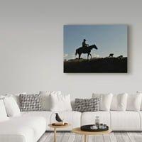 Védjegy képzőművészet 'naplemente lovaglás lovak' vászon művészet Amanda Smith