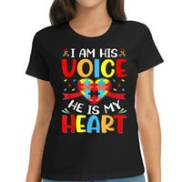 'M hangja ő a szívem-autizmus tudatosság Mo Női grafikus póló-Rövid ujjú ing, egyedi tervezésű nyárra