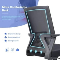 Lacoo irodai szék ergonómikus középső hátú szék forgószék, kartámaszokkal és vastag üléssel, fekete