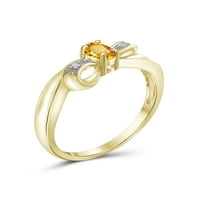 Ékszerészekklub Citrin Gyűrű Birthstone Ékszerek-0. Karátos Citrin 14k aranyozott ezüst gyűrű ékszerek fehér gyémánt