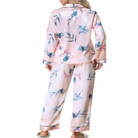 Egyedi árajánlatok női pizsama szatén selymes virágos ing és nadrág Sleepwear készletek