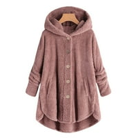 Kardigán felsők gomb kabát plusz kabát laza téli kapucnis gyapjú Női plüss méretű Női kabát