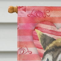 Carolines kincsek BB9756CHF Amerikai Akita szerelem zászló vászon ház mérete nagy, többszínű