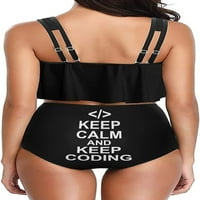 Keep Calm and Keep Coding Női két Tankini fürdőruha Bikini öltöny felső és alsó