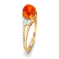 Klasszikus Labor nőtt narancssárga zafír gyűrű cirkon ovális alakú, 14k sárga arany, US 5.50