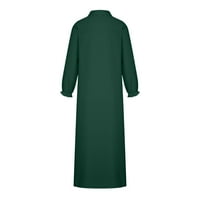 Női divat Turndown gallér laza hosszú ujjú szilárd Bokáig érő ruha hosszú ruha