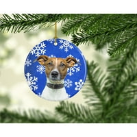 Carolines kincsek Kj1176co téli hópelyhek Ünnep Jack Russell Terrier kerámia dísz, - ban, Többszínű